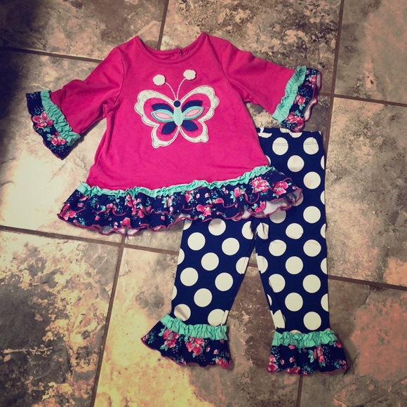 Rare Editions Other - Rare Editions Polka Dot Butterfly Toddler Girl Set